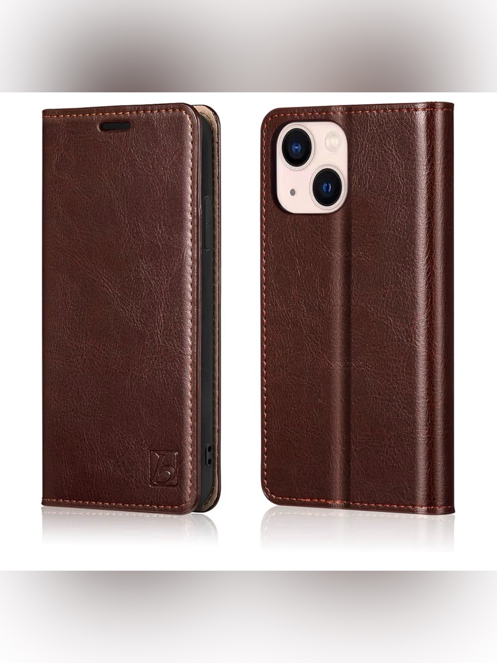 Belemay Brown Leather Wallet iPhone 11 ProMax Case with Card Slots